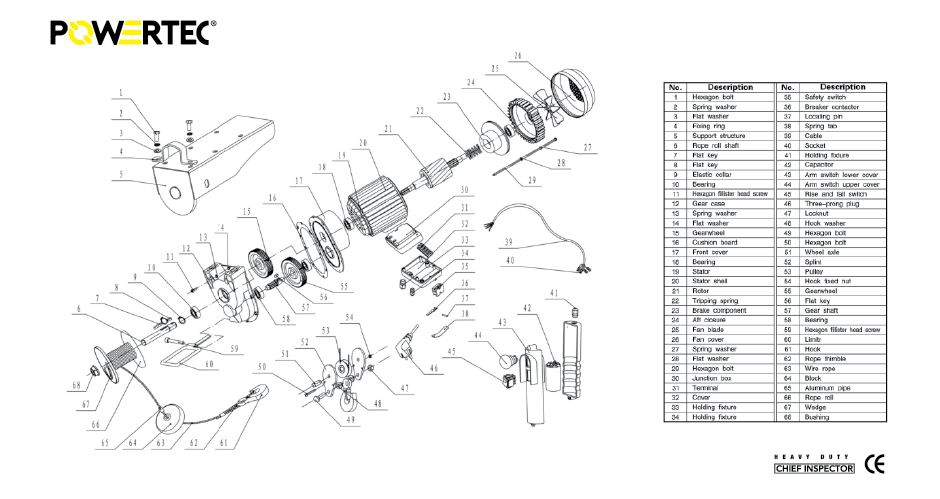 bagian bagian mini electric wire rope hoist