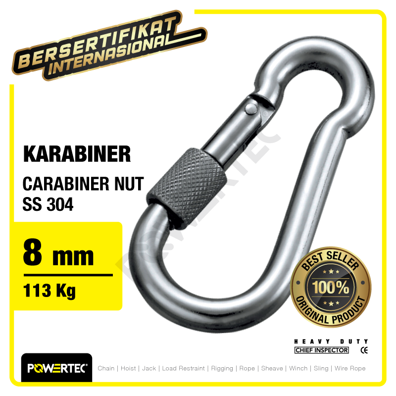 Carabiner Powertec Nut SS 304 8mm