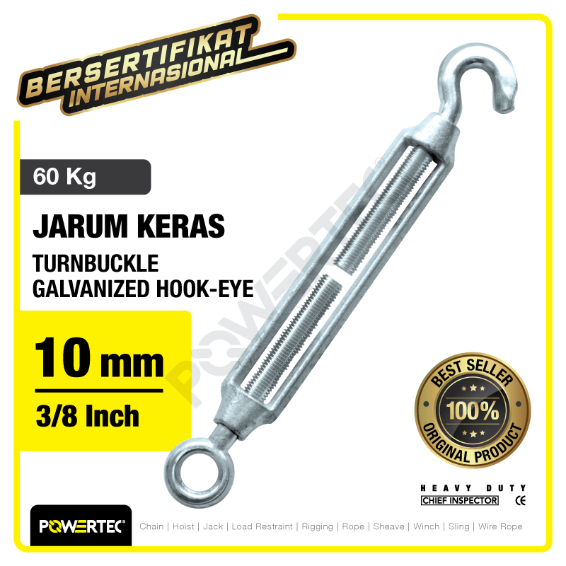 Turnbuckle / Jarum Keras Galv Hook & Eye M10 Span Skrup POWERTEC