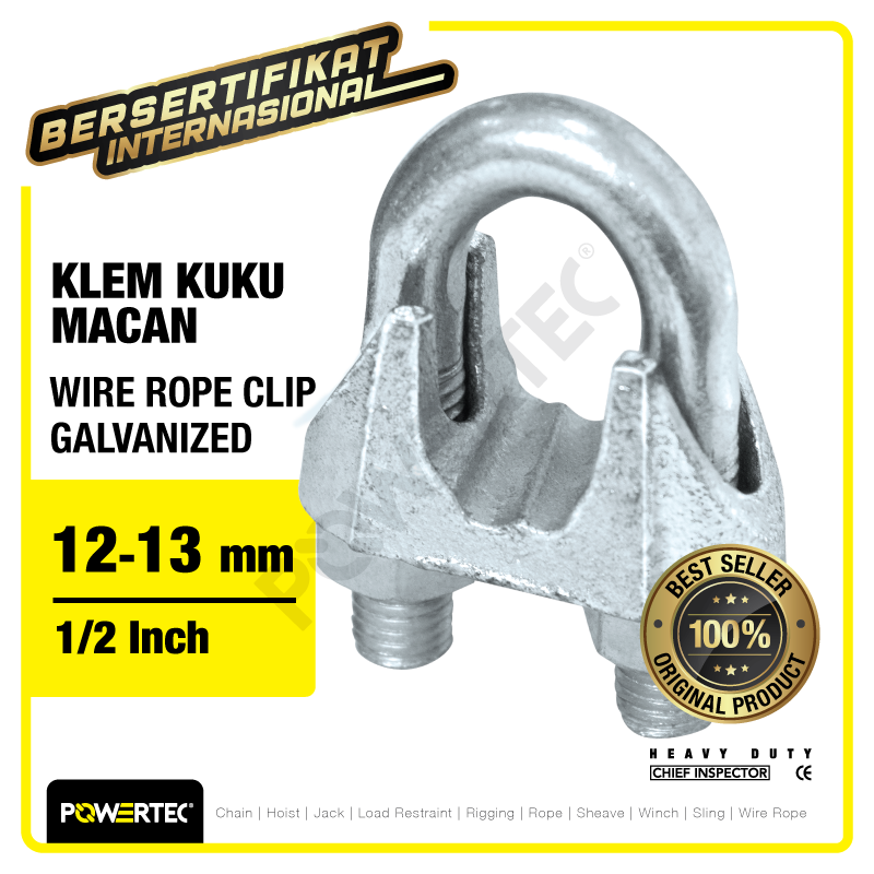 Wire Rope Clip / Klem Seling Kuku Macan Galv 12-13mm – 1/2″ POWERTEC