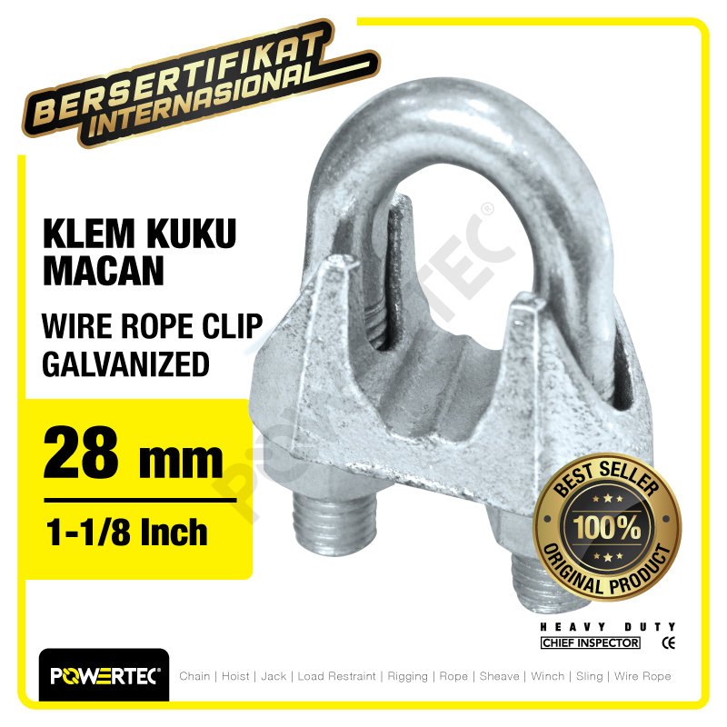 Wire Rope Clip / Klem Seling Kuku Macan Galv 28mm – 1-1/8″ POWERTEC