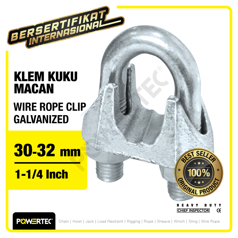 Wire Rope Clip / Klem Seling Kuku Macan Galv 30-32mm – 1-1/4″ POWERTEC