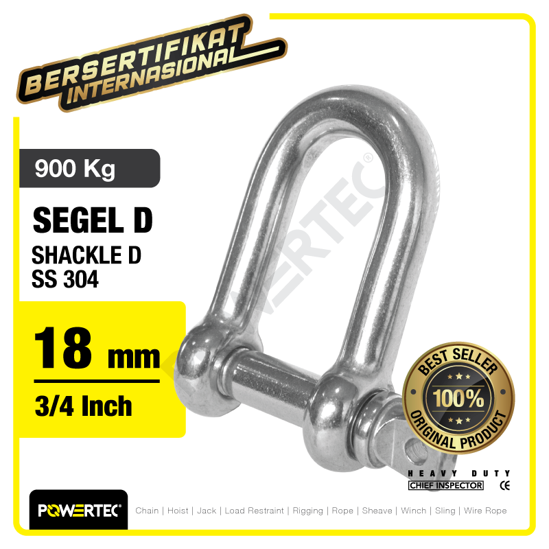Shackle D Stainless Steel 304 18mm – 3/4″ POWERTEC Segel Dee SS