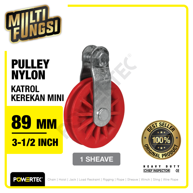 Pulley Nylon Katrol Kerekan 89mm 3-1/2″ – 1 Sheave Nilon POWERTEC