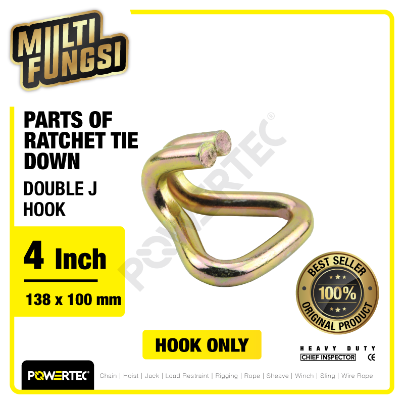 Double J-Hook Ratchet Tie Down Cargo Lashing 4″ Spare Part POWERTEC