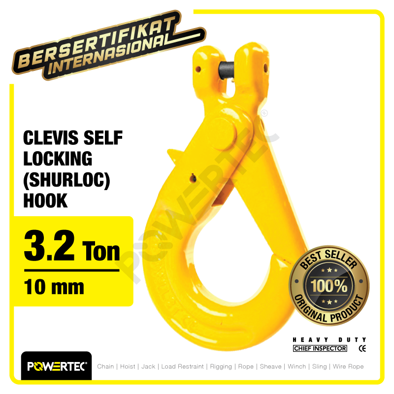 Clevis Self-Locking Hook 10mm – 3.2 Ton POWERTEC