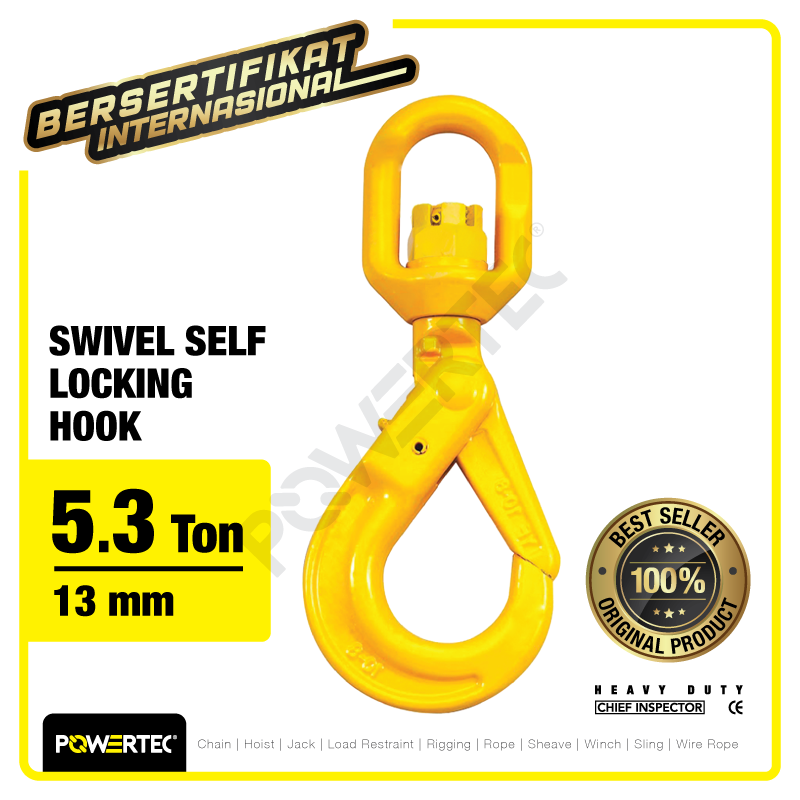 Swivel Self-Locking Hook 13mm – 5.3 Ton POWERTEC