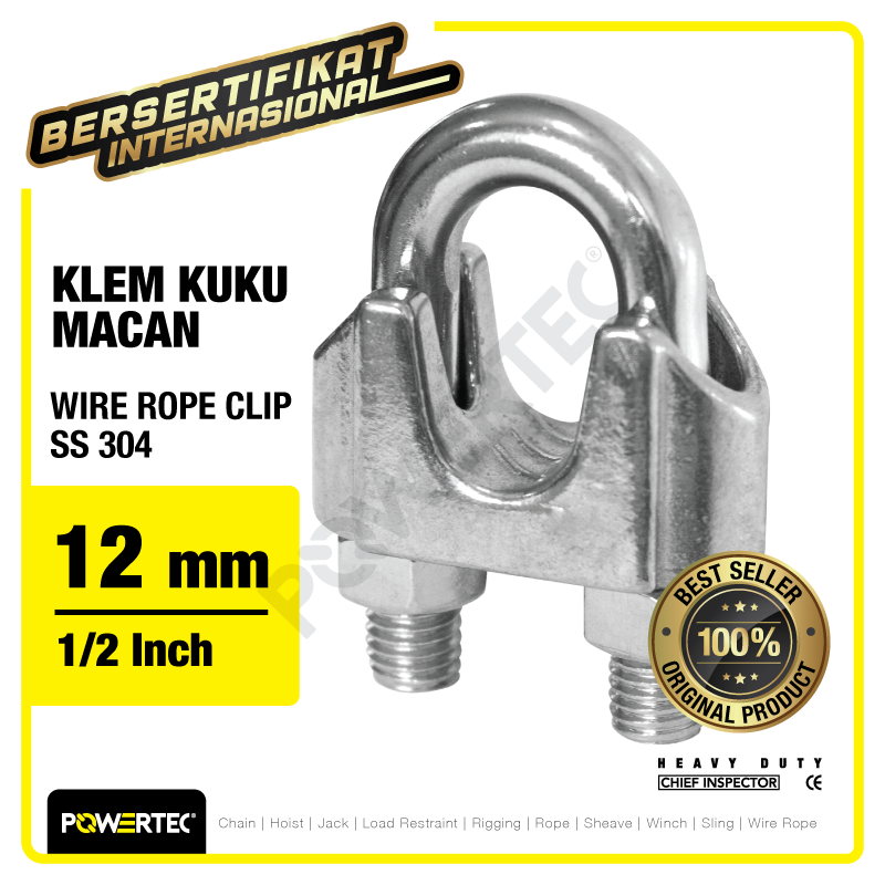 Wire Rope Clip / Klem Seling Kuku Macan SS 304 12mm POWERTEC