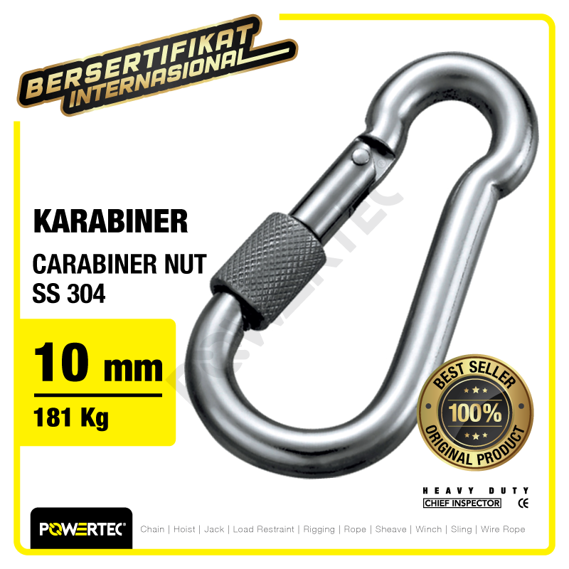 Carabiner Powertec Nut SS 304 10mm