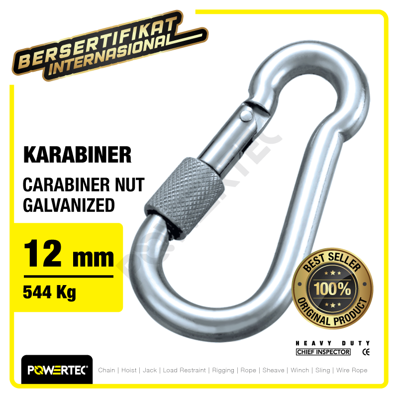 Carabiner Powertec Nut Galv 12mm