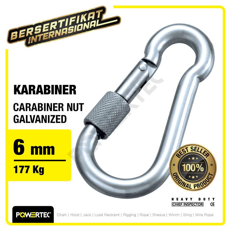 Carabiner Powertec Nut Galv 6mm