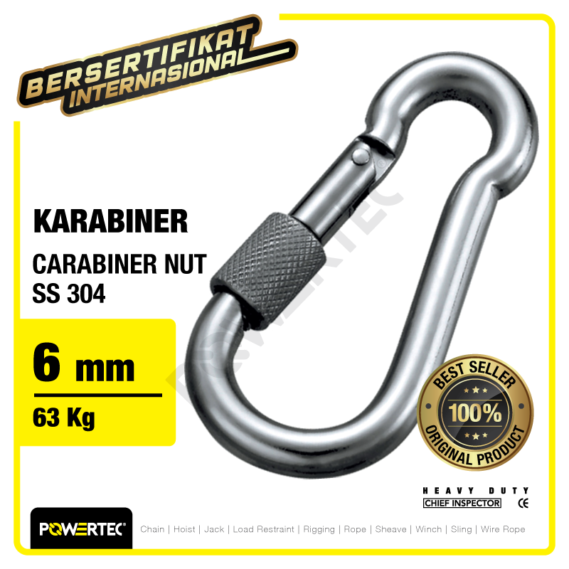 Carabiner Powertec Nut SS 304 6mm