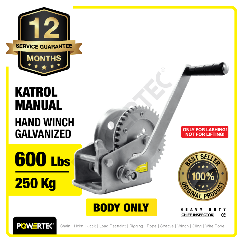 Hand Winch / Boat Winch / Katrol Manual 600lbs / 250Kg Galv POWERTEC