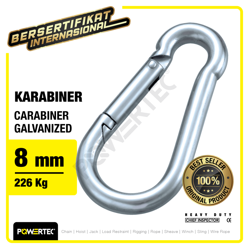 Carabiner Powertec Galv 8mm