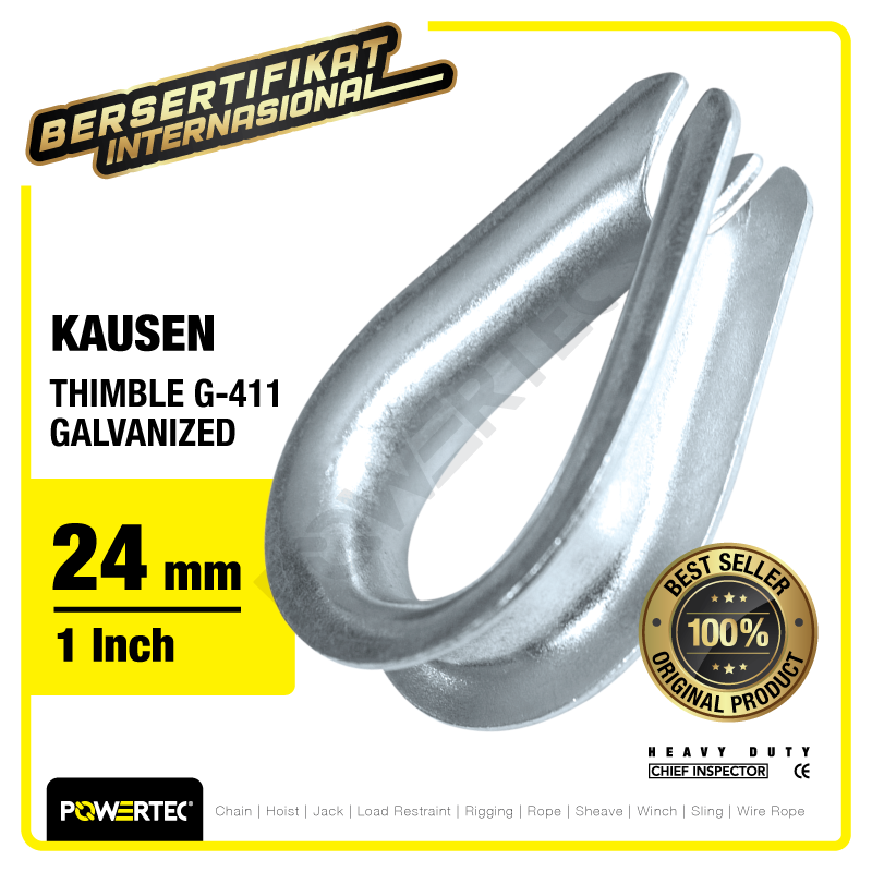 Thimble Wire Rope Kausen Sling G-411 24mm – 1″ Galvanized POWERTEC
