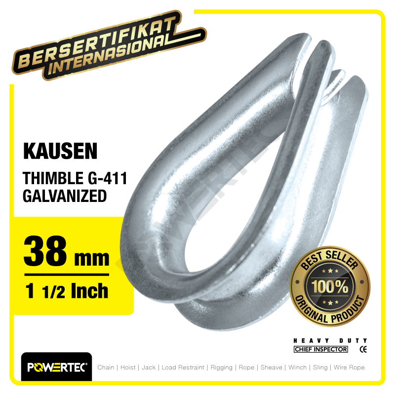 Thimble Wire Rope Kausen Sling G-411 38mm – 1-1/2″ Galvanized POWERTEC