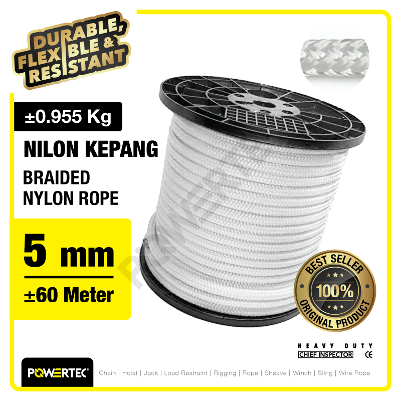 Braided Nylon Rope (Kepang) Powertec 5mm @60 M