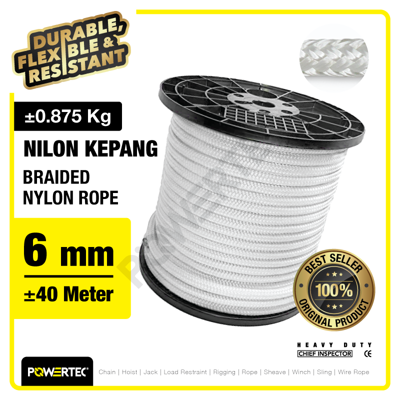 Braided Nylon Rope (Kepang) Powertec 6mm @40 M