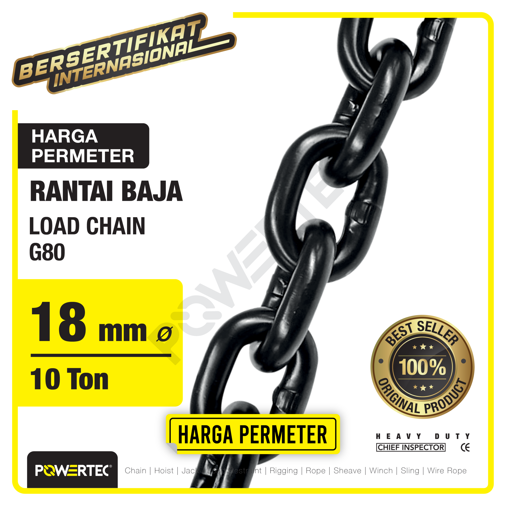 Load Chain / Rantai Baja G80 – 18mm POWERTEC