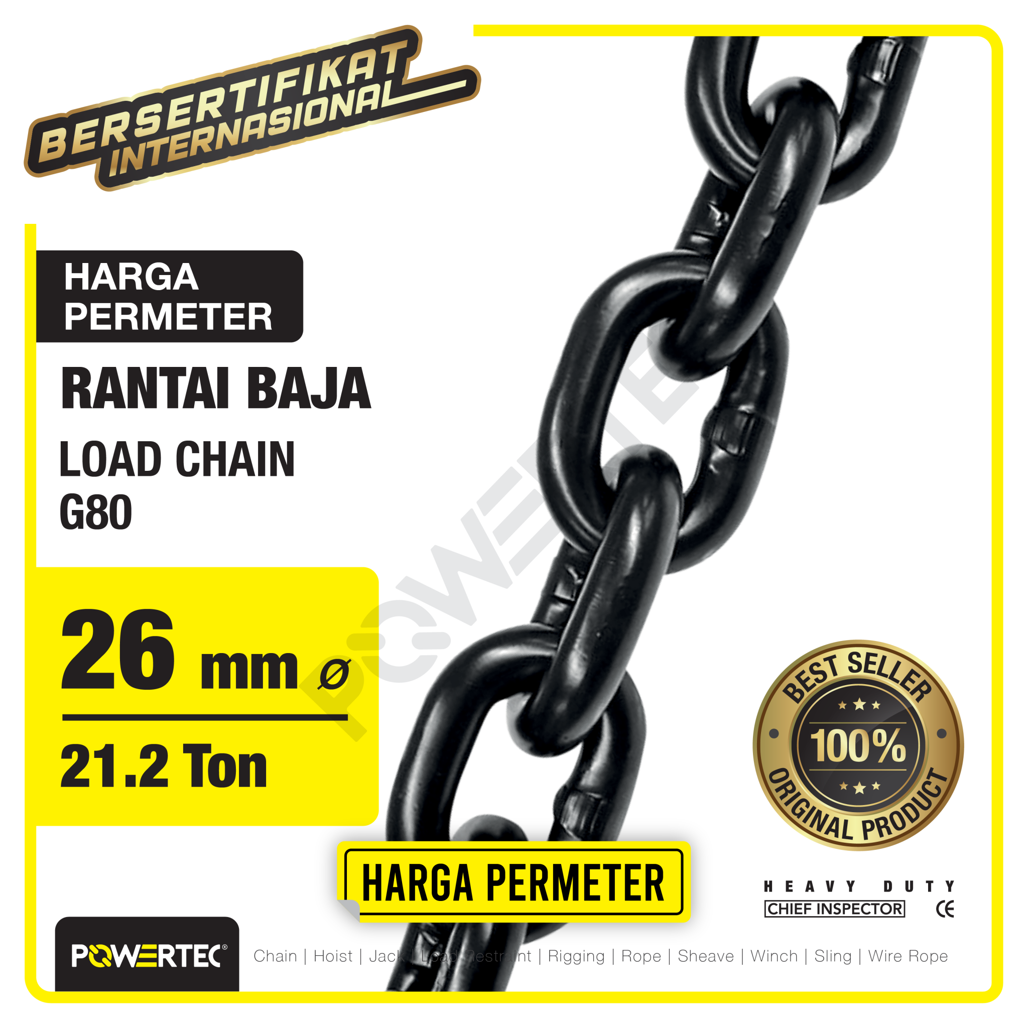 Load Chain / Rantai Baja G80 – 26mm POWERTEC