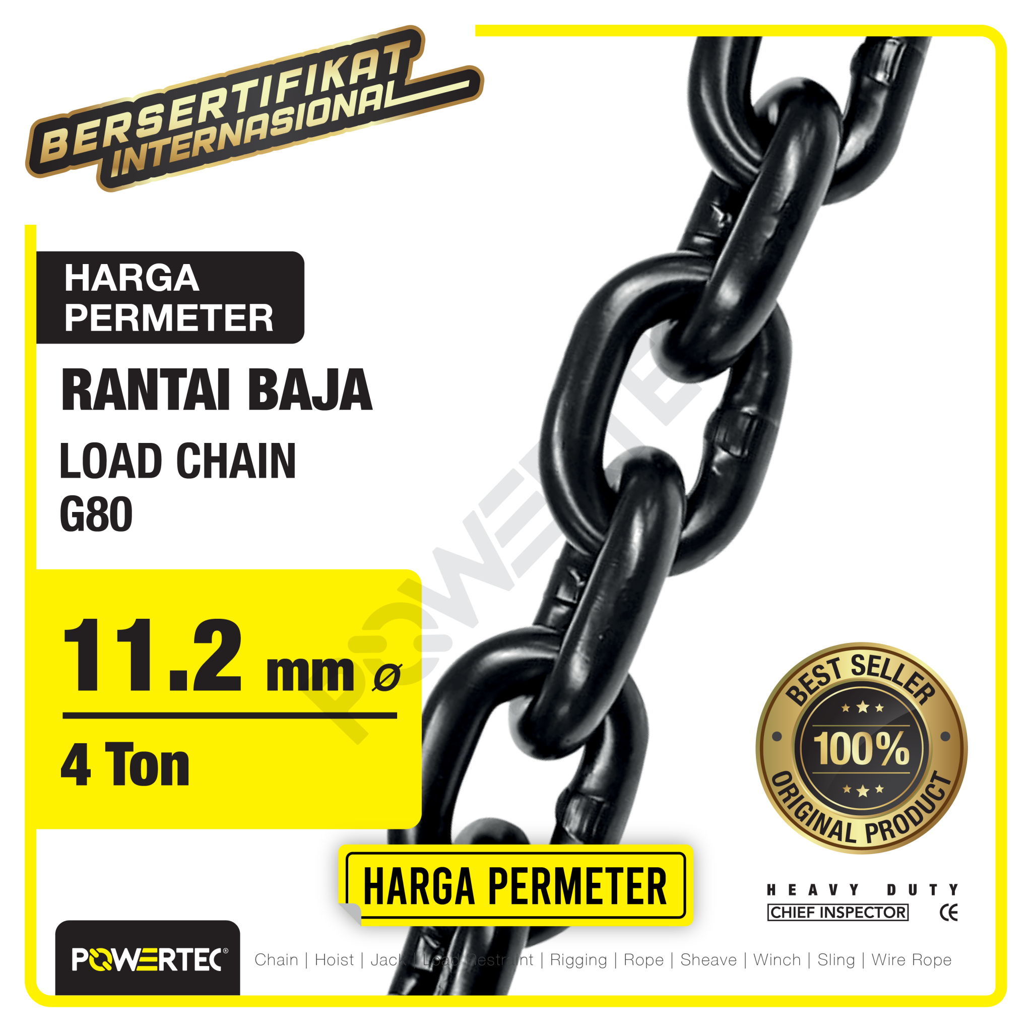 Load Chain / Rantai Baja G80 – 11.2mm POWERTEC