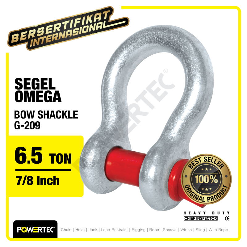 Bow Shackle Omega G209 6.5 Ton – 7/8″ POWERTEC Segel Screw Pin