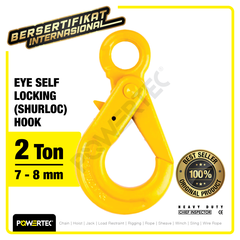Eye Self-Locking Hook 7-8mm – 2 Ton POWERTEC