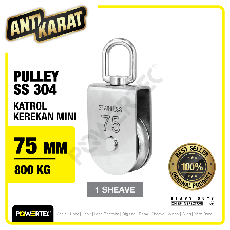 Small Pulley SS 304 Katrol Kerekan 75mm – 1 Sheave Stainless POWERTEC
