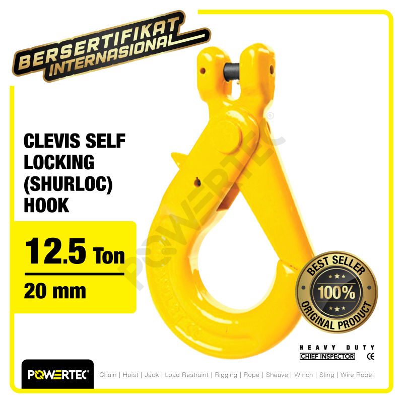 Clevis Self-Locking Hook 20mm – 12.5 Ton POWERTEC