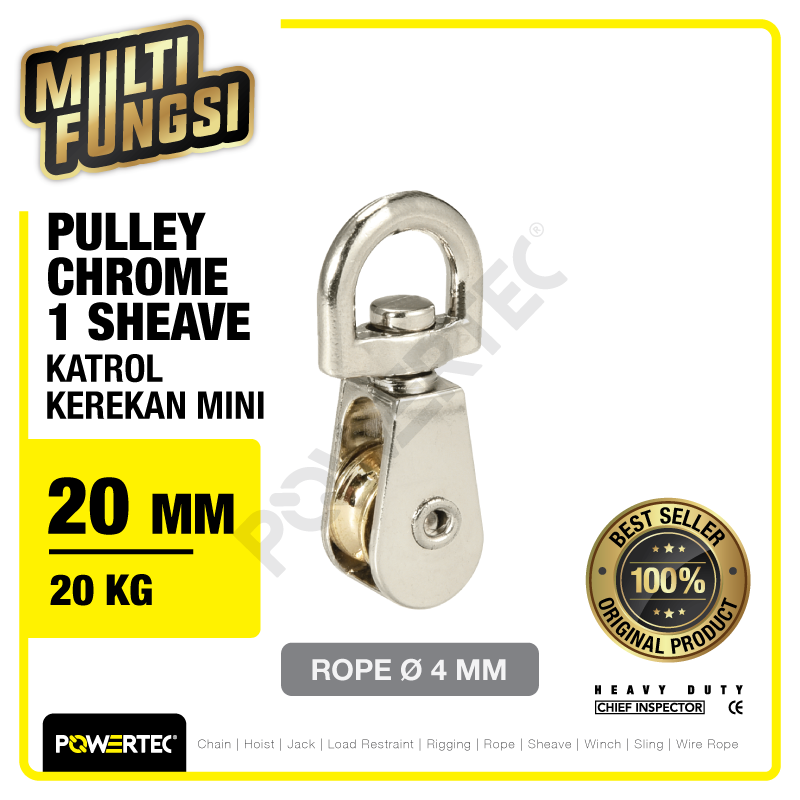 Small Pulley Chrome Katrol Kerekan 20mm 3/4″ – 1 Sheave POWERTEC