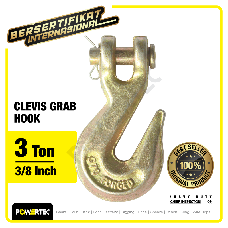 Clevis Grab Hook Powertec A-330 G70 3/8″ Alloy