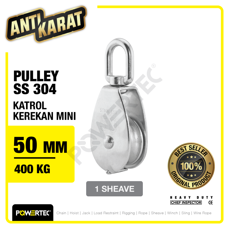 Small Pulley SS 304 Katrol Kerekan 50mm – 1 Sheave Stainless POWERTEC