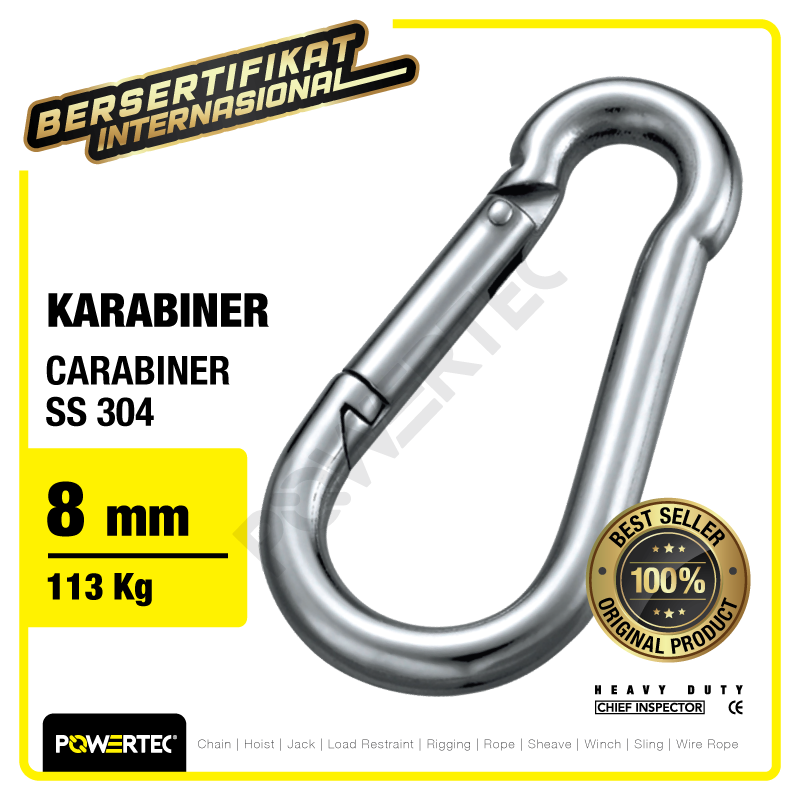 Carabiner Powertec SS 304 8mm