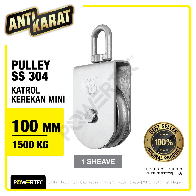 Small Pulley SS 304 Katrol Kerekan 100mm – 1 Sheave Stainless POWERTEC