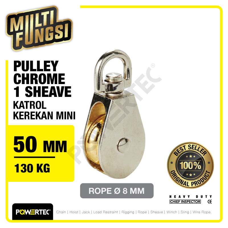 Small Pulley Chrome Katrol Kerekan 50mm 2″ – 1 Sheave POWERTEC